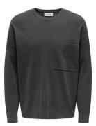 Onslamai Ovz 12 Ls Pocket Crew Knit Grey ONLY & SONS