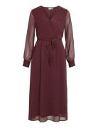 Vifalia V-Neck L/S Midi Dress - Noos/Oc Burgundy Vila
