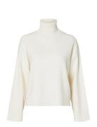 Slfkamma Ls Knit Roll Neck Noos White Selected