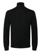 Slhtray Ls Knit Merino Roll Neck Noos Black Selected
