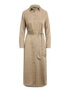 Geo-Print Satin Charmeuse Shirtdress Beige Lauren Ralph Lauren