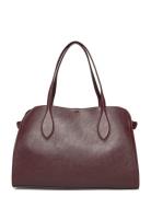 Medium Bag With Beaten Leather Effect Burgundy Mango