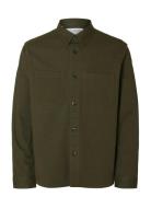 Slmtravis Twill Overshirt Ls Noos Green Selected