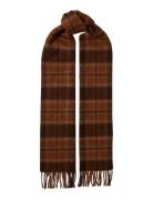 Slmtope Wool Check Scarf Brown Selected