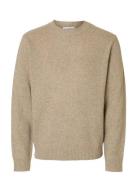 Slmneil Ls Knit Neps Crew Neck Beige Selected