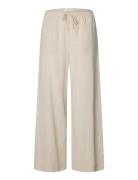 Slwluisa Mw Wide Linen Blend Pant Noos Beige Selected