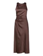 A-Line Dress With Gathered Sides Brown Mango