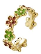 Calista Enamel Ring Brown/Green/Gold Gold Bud To Rose