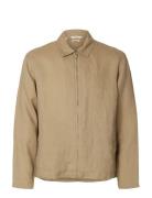 Slhregjeremy Linen Zip Overshirt Beige Selected