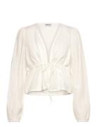 Pcsastina Ls V-Neck Tie Top Wvn Msa Bc Cream Pieces