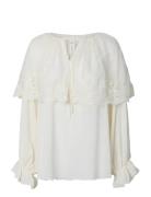 Yasesther Ls Lace Cape Top - Ex White YAS