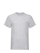 Valueweight V-Neck T Grey Fruit Of The Loom