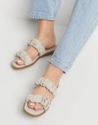 ASOS DESIGN Fanned ruffle flat sandals in taupe-Neutral
