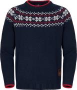 Gridarmor Men's Snøkrystall Round Neck Ullgenser Navy/White/Red