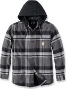 Carhartt Men's Flannel Fleece Lined Hooded Shirt Jacket Black