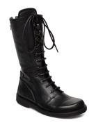 Boots - Flat - With Laces Korkeavartiset Saapikkaat Black ANGULUS