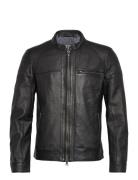 Costner Zipped Leather Jacket Nahkatakki Black Jofama