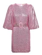 Sequins Puff Sleeve Mini Dress Lyhyt Mekko Pink By Ti Mo