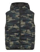 Quilted Gilet With Hood Toppaliivi Khaki Green Mango