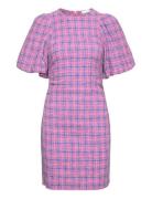 Check Suiting Mini Dress Lyhyt Mekko Pink Ganni