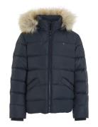 Essential Down Fur Hood Jacket Toppatakki Navy Tommy Hilfiger