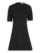Heavy Viscose Fit & Flare Dress Lyhyt Mekko Black Calvin Klein