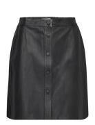 Leather Skirt Lyhyt Hame Black Rosemunde