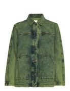 Leah Acid Denim Jacket Farkkutakki Denimtakki Green Hosbjerg