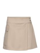 Flannel Wrap Skirt Lyhyt Hame Beige Calvin Klein Jeans