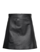 Leather A-Line Mini Skirt Lyhyt Hame Black IVY OAK
