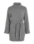 Virolfie L/S Tie Belt Knit Dress - Noos Lyhyt Mekko Grey Vila