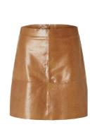 Slfsana Hw Mini Leather Skirt Lyhyt Hame Brown Selected Femme