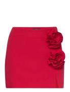Mini-Skirt With Flower Appliqué Lyhyt Hame Red Mango