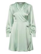 Vienna Ravenna L/S Short Wrap Dress-Noos Lyhyt Mekko Green Vila