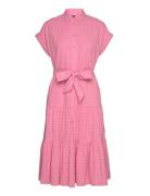 Gingham Cotton Dress Lyhyt Mekko Pink Lauren Ralph Lauren