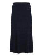 Micro Cable Flared Skirt Polvipituinen Hame Blue Tommy Hilfiger
