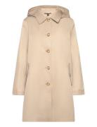 Hooded Cotton-Blend Balmacaan Coat Ohut Pitkä Takki Beige Lauren Ralph...