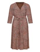 Paisley Surplice Stretch Jersey Dress Polvipituinen Mekko Brown Lauren...