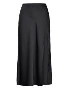 Satin Crepe A-Line Skirt Polvipituinen Hame Black Lauren Ralph Lauren