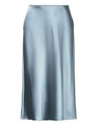 Satin Charmeuse A-Line Skirt Polvipituinen Hame Blue Lauren Ralph Laur...