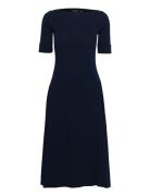 Stretch Cotton Midi Dress Polvipituinen Mekko Navy Lauren Ralph Lauren