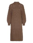 Objalison L/S Knit Dress 122 Polvipituinen Mekko Brown Object