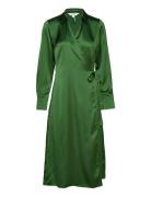 Objsateen Tania Ls Wrap Dress A Div Polvipituinen Mekko Green Object
