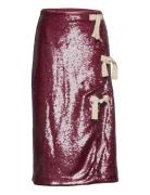Sequins Midi Skirt Polvipituinen Hame Burgundy Ganni