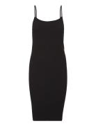 Slub Rib Strappy Dress Polvipituinen Mekko Black Calvin Klein Jeans