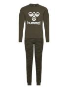 Hmlnolan Night Suit Pyjamasetti Pyjama Khaki Green Hummel