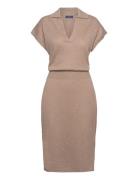 Linen-Blend Collar Dress Polvipituinen Mekko Brown GANT