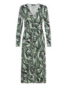 Slhanadi Printed V-Neck Dress Polvipituinen Mekko Green Soaked In Luxu...