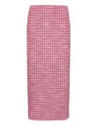 Houndstooth Tweed Skirt Polvipituinen Hame Pink Mango
