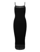 Sheer & Matt Slip Dress Polvipituinen Mekko Black Calvin Klein